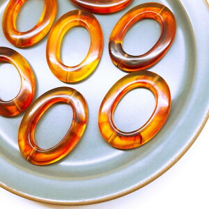 【道後雑貨店11】4個 ※べっ甲風リングパーツ ハンドメイド アクセサリーパーツ アクリルストーン アクリルビーズ チャーム レア インポート 手芸 材料 副資材 レトロ モード系 デザインス