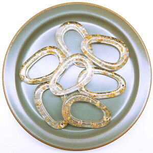 【道後雑貨店】4個 ※特大サイズゴールドラメ ハンドメイド アクセサリーパーツ アクリルストーン アクリルビーズ チャーム レア インポート 手芸 材料 副資材 レトロ モード系 デザインス