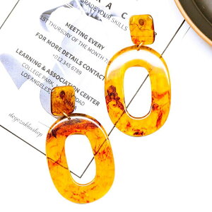 【道後雑貨店P94】1ペア ※べっ甲風 インポート ピアス/ピアス土台 ハンドメイド アクセサリーパーツ アクリルストーン アクリルビーズ チャーム レア インポート 手芸 材料 副資材 レトロ