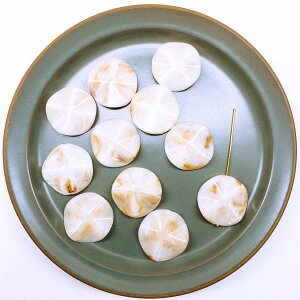 【道後雑貨店】6個 ※高品質☆道後雑貨店オリジナルフリル象牙カラーパーツ ハンドメイド アクセサリーパーツ アクリルストーン アクリルビーズ チャーム レア インポート 手芸 材料 副資