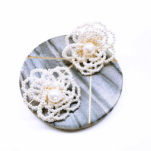 【道後雑貨店】1ペア ※特大サイズパールフラワー インポート ピアス/ピアス土台 ハンドメイド アクセサリーパーツ アクリルストーン アクリルビーズ チャーム レア インポート 手芸 材料