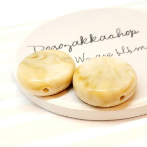 【道後雑貨店】6個 アクリルラウンドパーツ(通し穴付き) ホワイトマーブル   アクリルストーン アクリルビーズ チャーム レア インポート 手芸 材料 副資材 レトロ モード系 デザイン