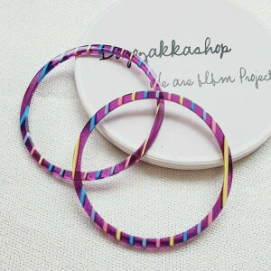 【道後雑貨店】夏にオススメ! 4個 ※特大サイズ6.4cm ストライプリングパーツパープルクリア アクリルストーン アクリルビーズ チャーム レア インポート 手芸 材料 副資材 レトロ モー