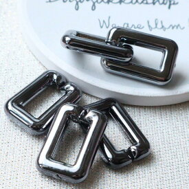 【道後雑貨店2】8個 アクリルチェーンパーツ　ブラックシルバー