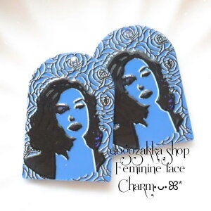 【道後雑貨店】4個 ☆大ぶりアクリルパーツ  (裏面はブルーのみです) アクセサリーパーツ アクリルストーン アクリルビーズ チャーム レア インポート 手芸 材料 副資材 デザインストー