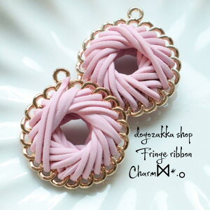 【道後雑貨店16】2個 ※合皮リングパーツ  ピンクモードデザイン ハンドメイド アクセサリーパーツ アクリルストーン アクリルビーズ チャーム レア インポート 手芸 材料 副資材 レトロ