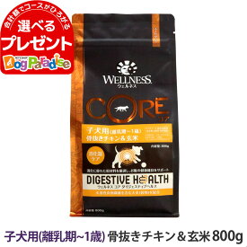 ウェルネス コア ダイジェスティブヘルス 子犬用 (離乳期～1歳)骨抜きチキン＆玄米 800g 犬 子犬 パピー 乳酸菌 鶏 玄米 幼犬 ドッグ ドック ドッグフード ドックフード 高消化性 WELLNESS CORE