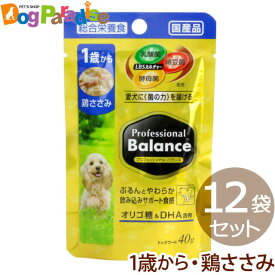 プロフェッショナルバランス パウチ 1歳から成犬用 鶏ささみ 40gペットライン×12袋 ウェットフード ペットライン 犬 アダルト 国産 ペースト チキン ペットフード 鶏 水分補給