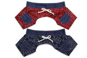 【最大800円オフクーポン!】犬 服 犬服 犬の服 Dog Peace(ドッグピース) 国内生産 日本製 メール便可 バンダナ柄デニムポケットパンツ マッチングスタイル対応 犬服 犬の服 ハーフパンツ