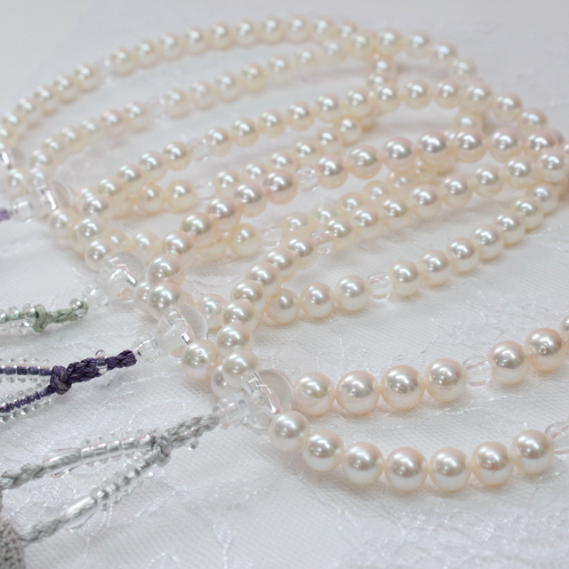 楽天市場】真珠のお数珠 念珠 7.0mm 正絹房 水晶 あこや真珠 パール