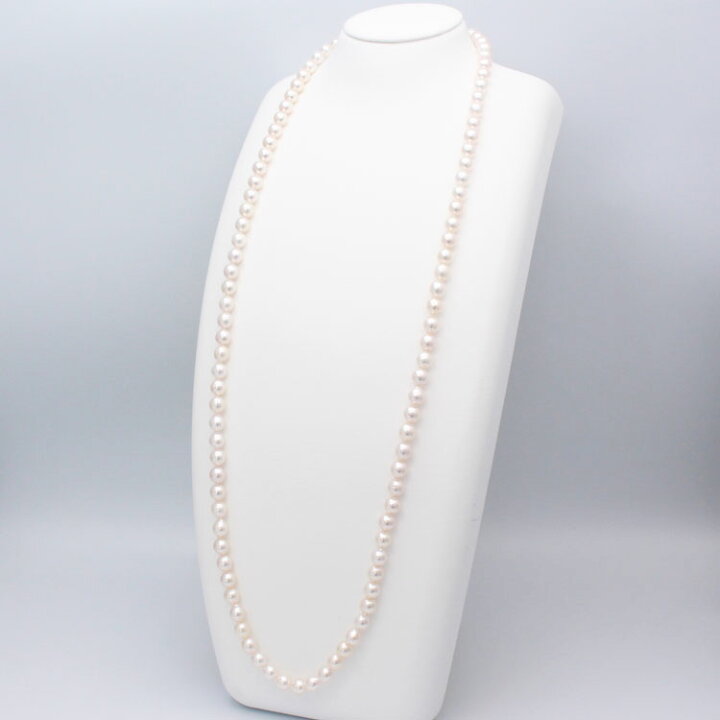 楽天市場】パールロングネックレス7.5mm 80cm ホワイトピンク系 
