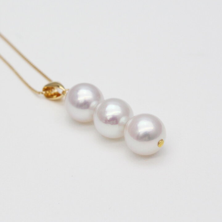 K18 パール アコヤ真珠/3pc ダイヤモンド ペンダントトップ a_076 