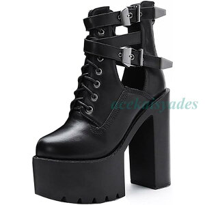 パンク靴 PUNK ブラック ヒール15cm 厚底 サンダル ハイヒールパンプス ゴスロリ靴 合皮 2色 美脚 おしゃれ