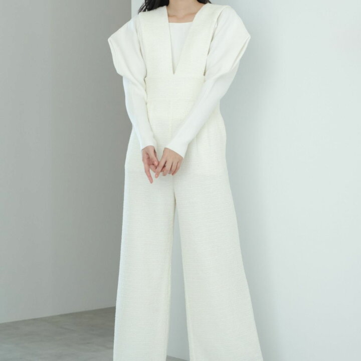 楽天市場】ツイードサロペットパンツ/white : maison de Dolce