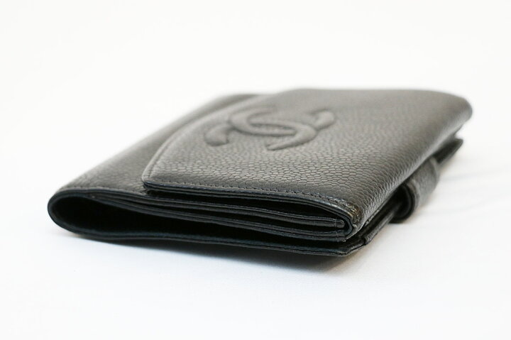 楽天市場】CHANEL(シャネル）Wホック財布 キャビアスキン ブラック G  