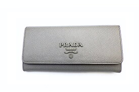 PRADA(プラダ）サフィアーノ　ジップ長財布　1MH132 　グレー　カード・外箱付き【中古】【人気】【お買い得良品】2822.