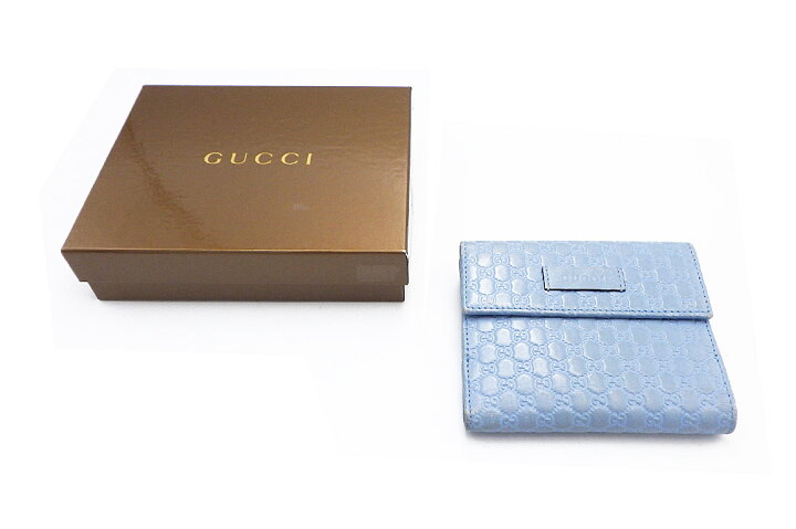楽天市場】GUCCI(グッチ）二つ折り財布 マイクロGG シマレザー ブルー 