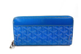 GOYARD(ゴヤール）ラウンドファスナー 長財布 　コーティングキャンバス　ブルー　外箱付き【中古】【人気】【お買い得商品】5655.