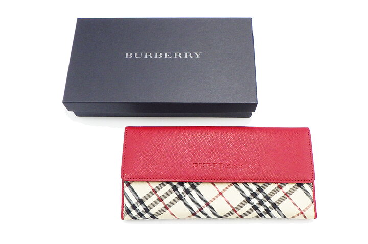 楽天市場】BURBERRY(バーバリー）Wホック長財布 レザー ノバチェック 