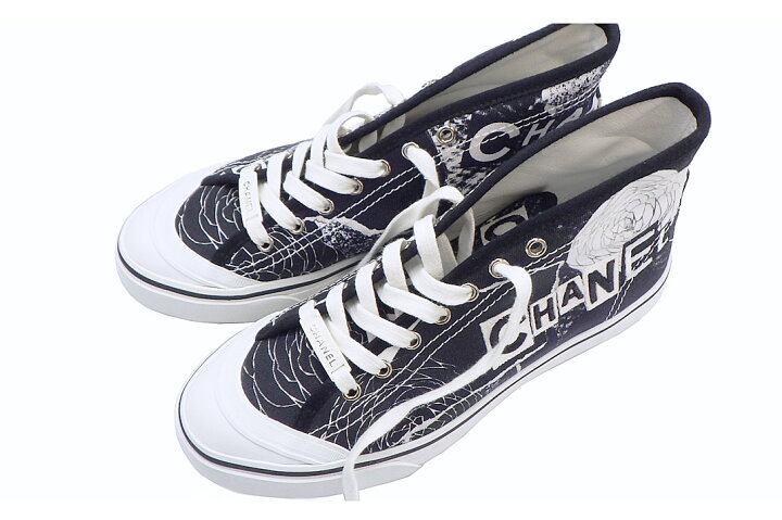 楽天市場】CHANEL(シャネル） ハイカットスニーカー カメリア ネイビー  