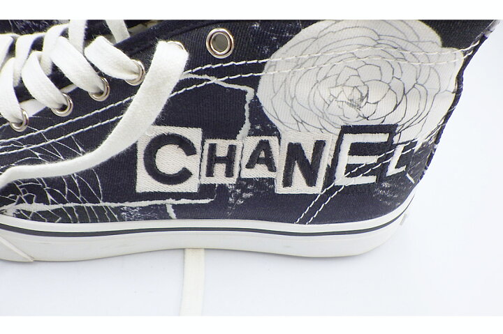 楽天市場】CHANEL(シャネル） ハイカットスニーカー カメリア ネイビー 