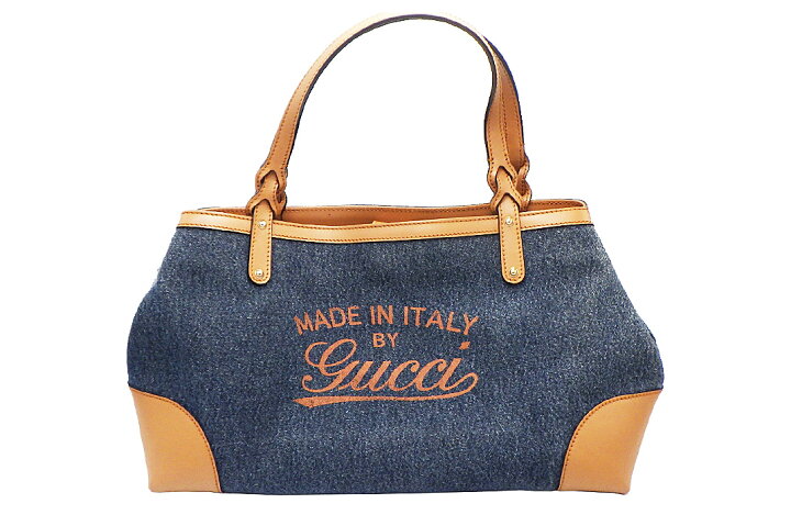 楽天市場】GUCCI(グッチ）グッチクラフト ハンドバッグ デニム レザー  