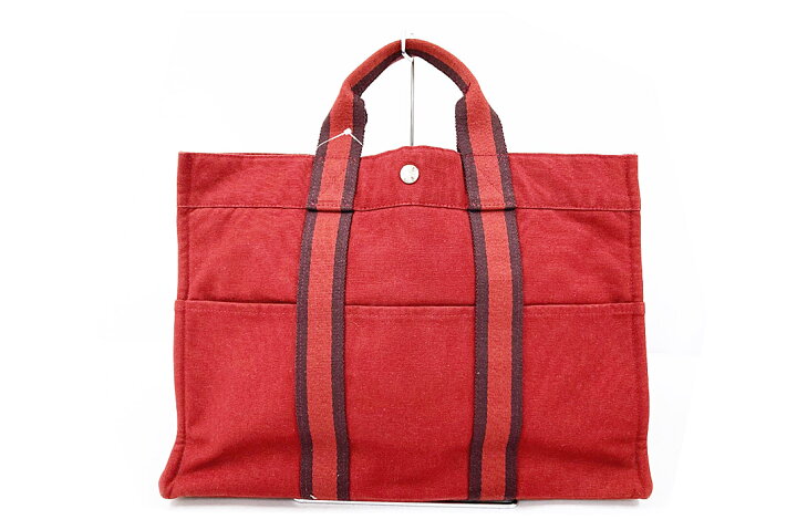 楽天市場】HERMES【エルメス】 ニューフールトゥ MM レッド キャンバス 