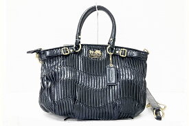 COACH(コーチ）マディソンギャザードリンジーショルダーバッグ　18620　ブラック　ストラップ・袋付き【中古】【人気】【美品】9267.