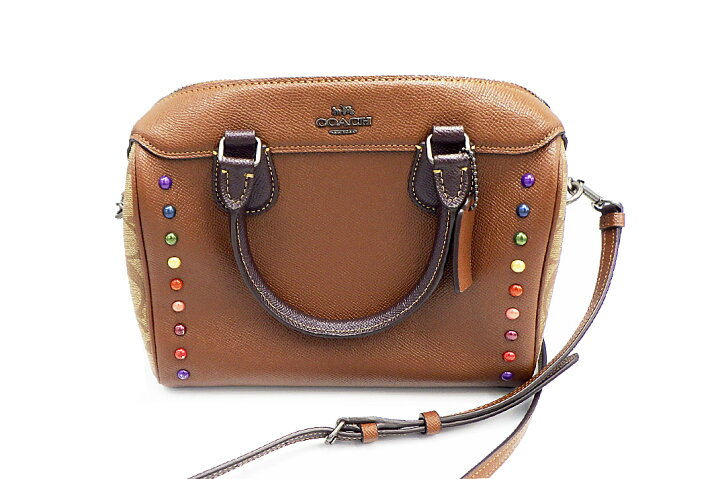 COACH Leather 2way studs mini Bostonbag