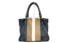 FURLA(フルラ）トートバッグ レザー　ストライプ　【中古】【人気】【お買い得】3424.