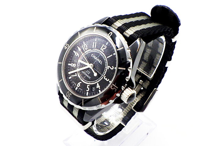 楽天市場】CHANEL(シャネル）J12 H0685 メンズ ブラック 社外ベルト 