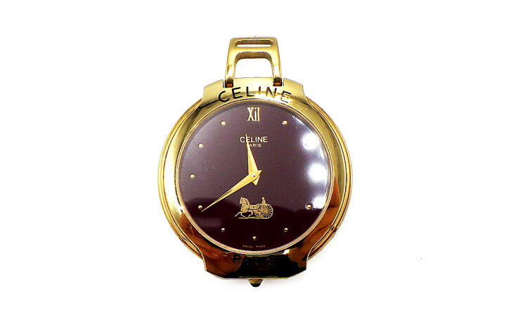 楽天市場】CELINE(セリーヌ）pocket watch 懐中時計 クォーツ ボルドー  