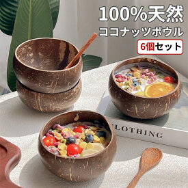 ＼スーパーセール／ココナッツボウル 6個セット 環境に優しい 再利用可能なハンドココナッツシェルボウル ココナッツオイルで研磨 スムージーボウル ライス デザート サラダ キッチン ダイニング 装飾用 人気 食器 軽い おしゃれ 可愛い ご飯茶碗