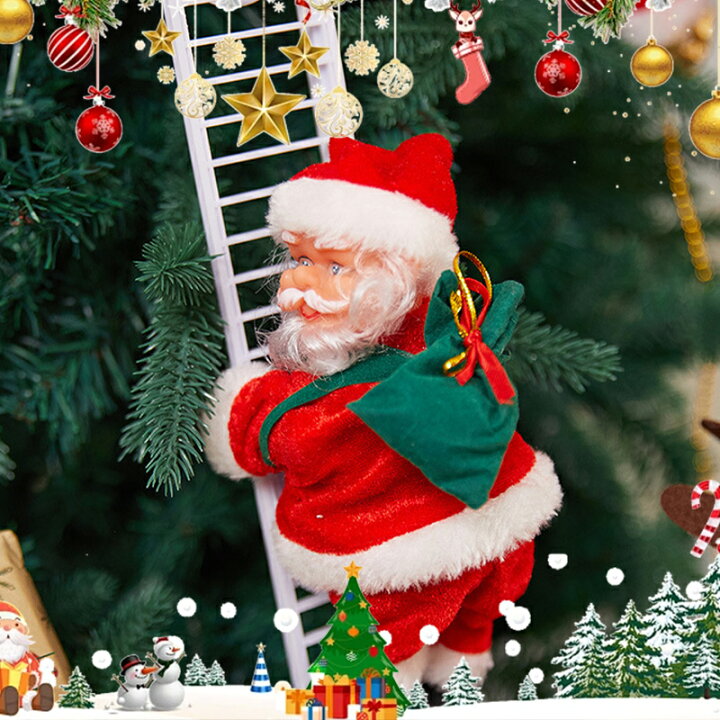 楽天市場】クリスマス 飾り サンタはしご サンタクロース人形 はしご 