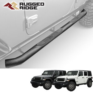 �yRUGGED RIDGE (���M�b�h���b�W) ���K�A���㗝�X�z�p�C�v�a3�C���` �`���[�u�T�C�h�X�e�b�v�u���b�N�J���[�@�p�E�_�[�R�[�g�d�グ�@�X�`�[����JEEP �W�[�v JL�����O���[ 4�h�A 2019�N�`