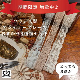 【期間限定！増量中！】【超！お得！おまかせ3種類セット】【送料無料】レース アンティーク フランス リボン レース 手芸 トーションレース ソーイング 裁縫 洋裁 おしゃれ かわいい 縁取り 袖口 おまかせ プレゼント