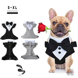 犬の服 タキシード ジャケット ウエディング 礼服 ネクタイ 蝶ネクタイ 結婚式 フォーマル リングドッグ 前開き 男の子 コスプレ 記念日 お祝い 前撮り 【動画あり】