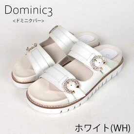 Dominic3 ドミニクバー サンダル No.9167 ビジューバックル フットベットサンダル 日本製 履きやすい 歩きやすい 柔らかい ソフト リラックス リカバリー きれいめ カジュアル 快適 本革