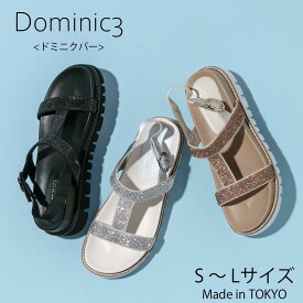 Dominic3 ドミニクバー サンダル No.9191 ラインストーンフットベットサンダル 日本製 履きやすい 歩きやすい 柔らかい ソフト リラックス リカバリー きれいめ カジュアル 快適