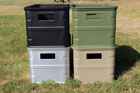 GENERIC OUTDOOR スタッキング アルミボックスwith35アースカラー ガレージ収納箱 アルミバスケットボックス キャンプギア収納箱 トランクボックス aluminum box アウトドアコンテナボックス スタッキングボックス アウトドアギアボックス 車内収納 道具箱 送料無料