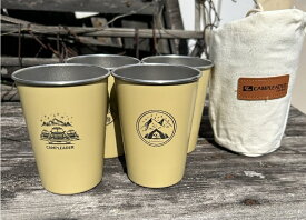 GENERIC OUTDOOR 350mlステンレススタッキングタンブラーカップ アイボリー 4Pセット 収納ケース付 アウトドアカップ コーヒーカップ ティーカップ スタッキングカップセット コップ カップクッカーセット ステンレスタンブラ ーおしゃれ 可愛い 送料無料