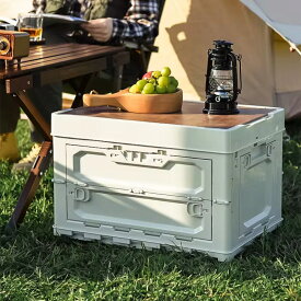 GENERIC OUTDOOR アウトドア収納 コンテナボックス 木蓋付き スタッキング収納ボックス 多機能ボックス 車内収納ケース 折り畳み式 折りたたみ 折り畳み 積み重ねボックス 大容量 車中泊グッズ 車載用 ギアボックス フタ付き おしゃれ ツールボックス 送料無料 SALE