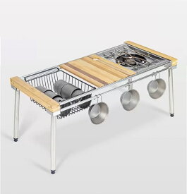 IGTウォールナットウッドテーブル igtローテーブル フラットバーナーテーブル 6パネルテーブル ウッドロールテーブル 収納ケース付 OW-8440 フォールディングテーブル クッキングテーブル igtテーブル 送料無料