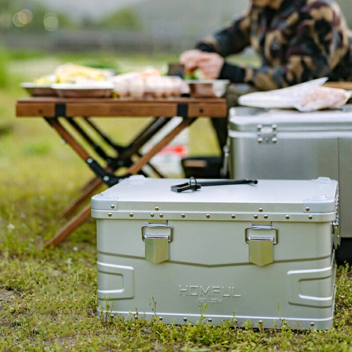 楽天市場】HOMFUL スタッキング アルミ コンテナボックス 48L 