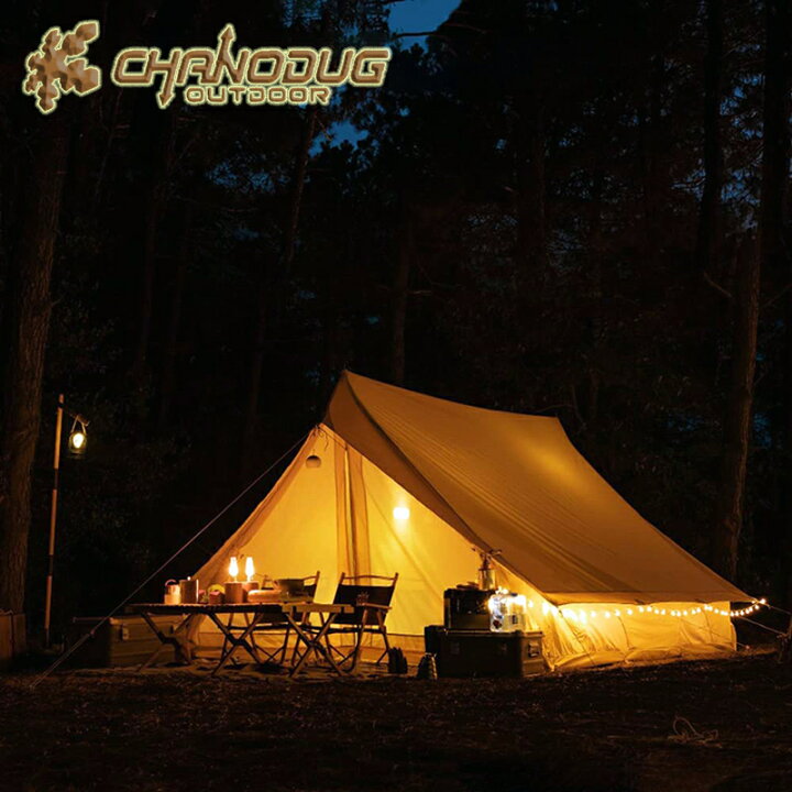 楽天市場 Chanodug Outdoor Eaves Tent 山小屋テント 屋根付きテント ３人 ４人まで対応 ファミリーテント ポールテント ナチュラルテント Tc素材テント 送料無料 New ドミノサーフアンドキャンプ