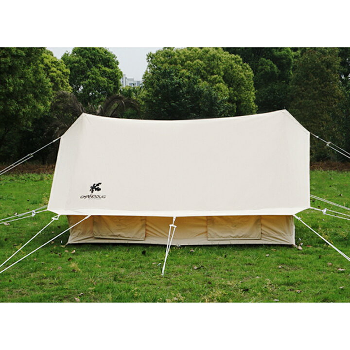 楽天市場 Chanodug Outdoor Eaves Tent 山小屋テント 屋根付きテント ３人 ４人まで対応 ファミリーテント ポールテント ナチュラルテント Tc素材テント 送料無料 New ドミノサーフアンドキャンプ