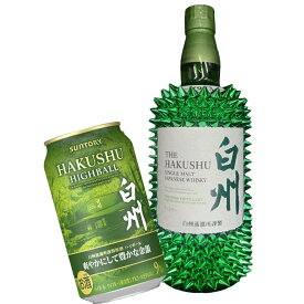 サントリー プレミアム ハイボール 白州 350ml×1缶 + 白州NV デコレーションボトル 700ml×1本 セット 送料無料【ジャパニーズウイスキー SUNTORY HAKUSHU 数量限定 セット モルトウイスキー プレミアム ハイボール 缶付き トゲ デコレーションボトル ギフト 】