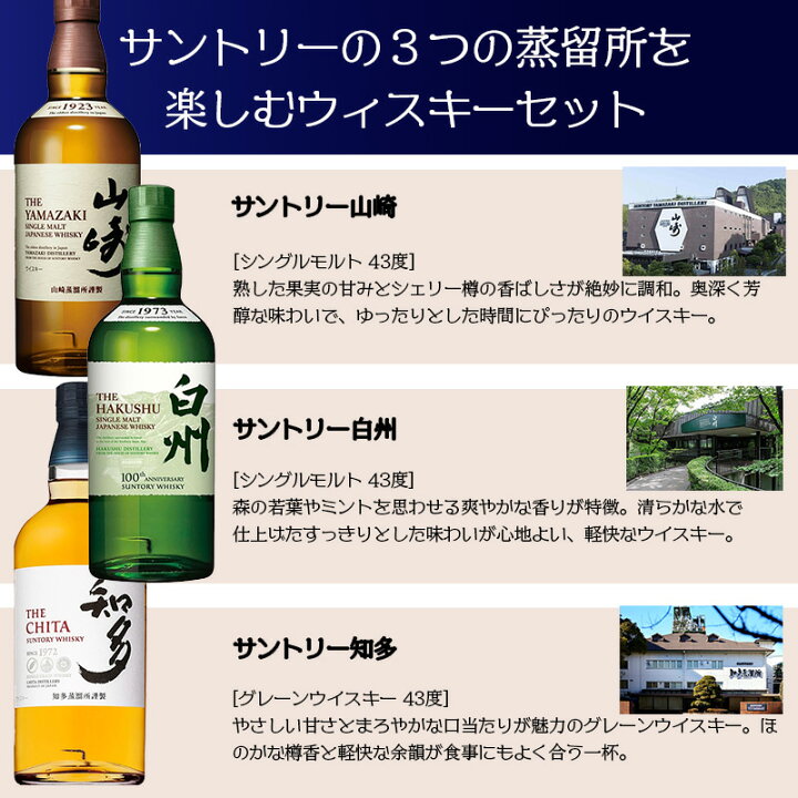 楽天市場】サントリー 山崎・白州・知多比較 100ml×3本 CHOTTO BAR 