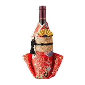 着物ボトルカバー 金彩（赤） 【お土産 / 着物 / 和 / 和風 / ボトルウェア / ワイン / 焼酎 / おみやげ / 海外 / COOL JAPAN / おみやげコンテスト】Kimono bottle cover ファーストライン【送料無料】