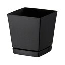 大和プラスチッククエンチローポットプレート付6号ブラック鉢、プランター